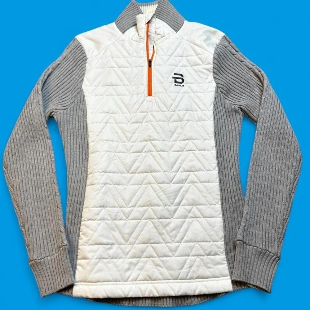 Bjorn Daehlie Sweater Womens Large‎  Wool Blend Quarter Zip Long Sleeve