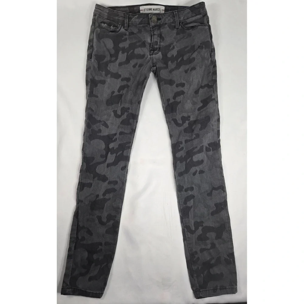 Etienne Marcel Gray Camo Skinny Jeans Women W28 L27 Low Rise‎ Stretch Denim
