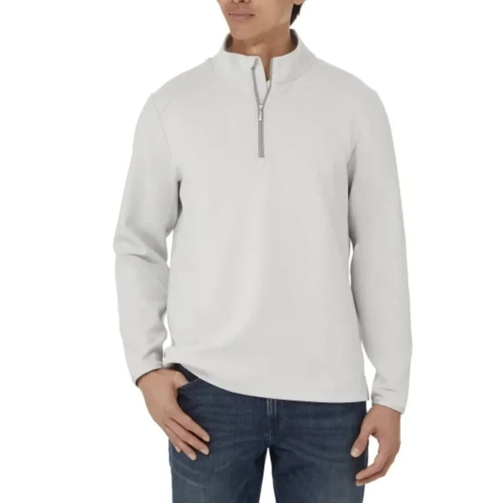 Kirkland Signature Men's M Gray 1/4 Zip Pullover Scuba Sweatshirt M0909