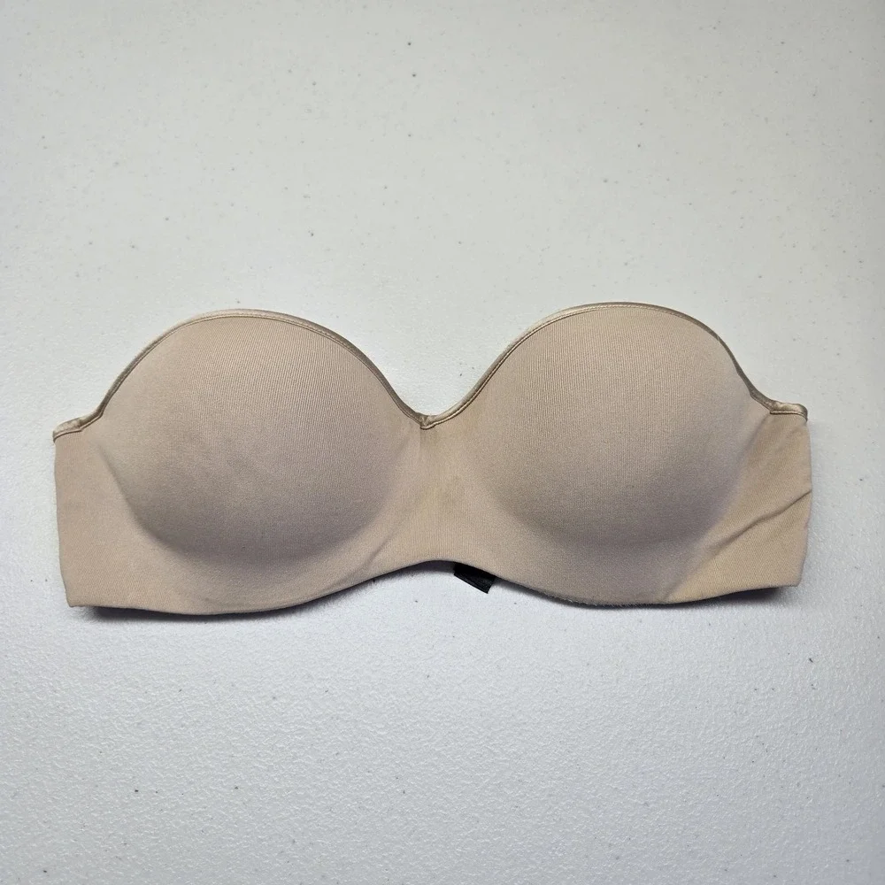 Natori Women Bra 32C‎ Beige Strapless Underwired Smooth Underwire
