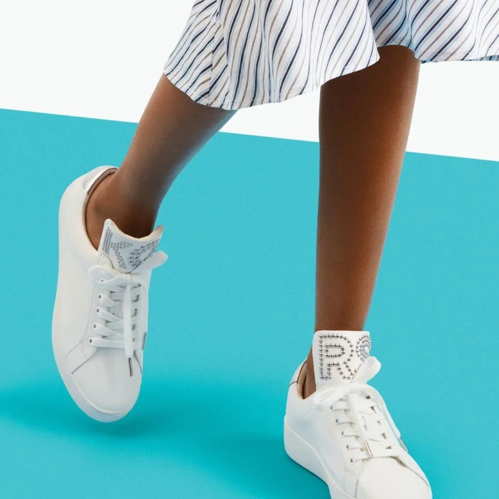 Michael Kors Mindy White Leather Studded Sneaker