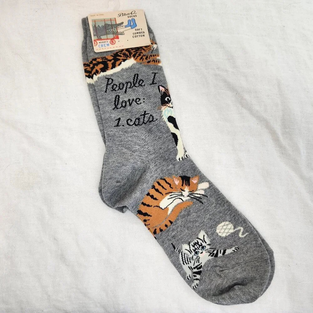 New BLUE Q Women's People I Love: Cats Crew Socks Size 5-10