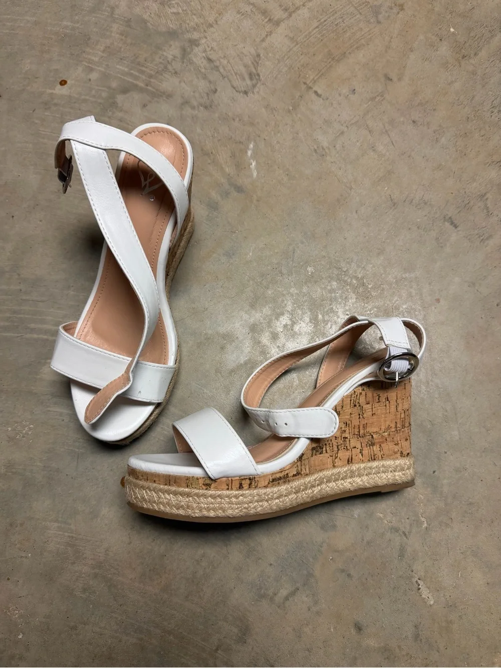 Windsor White Cork Espadrille Wedge Sandals