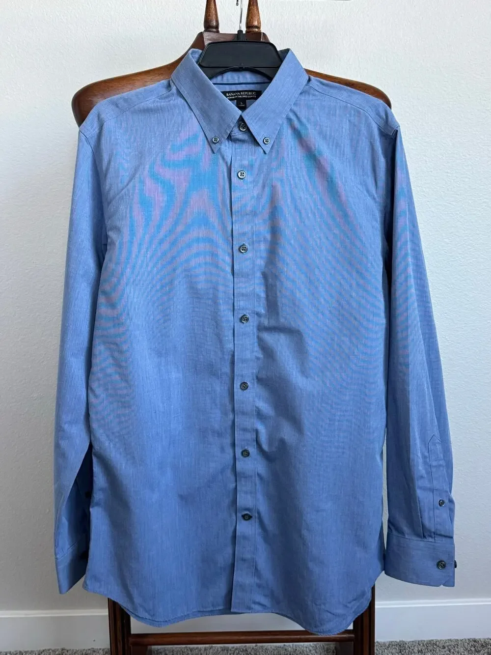 Banana Republic Non-Iron Tailored Slim Fit Blue Button Down Shirt Men’s L Cotton