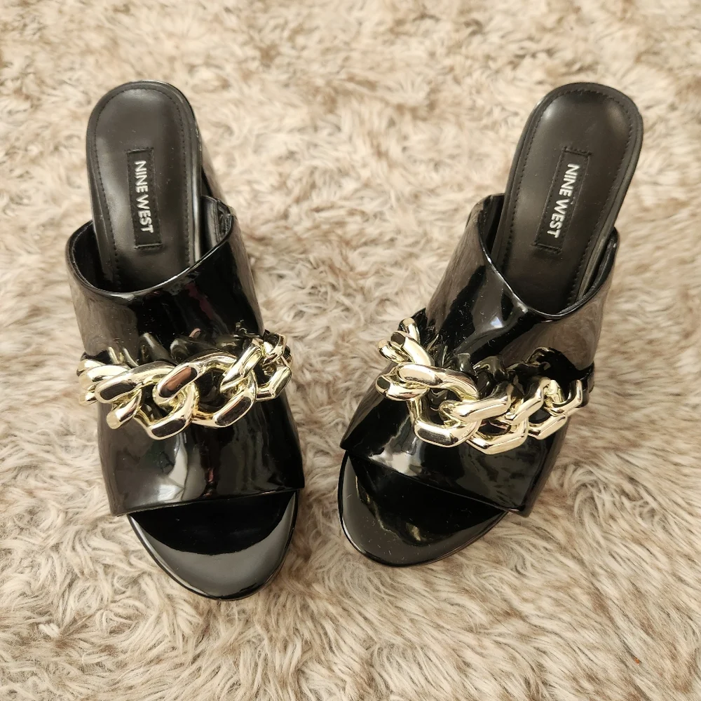 Nine West black patent