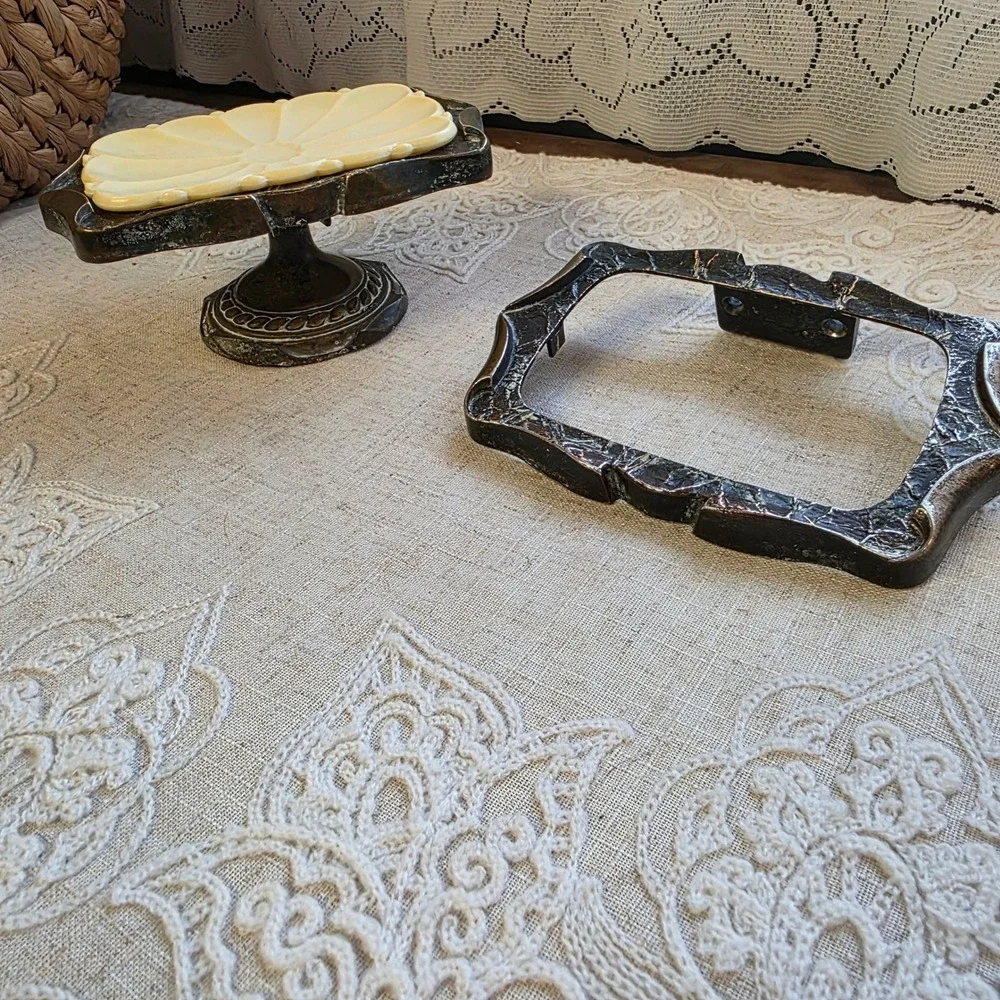 Vintage Amerock Carriage Metal Soap Dish Holders Antique Brass‎ Brutalist MCM