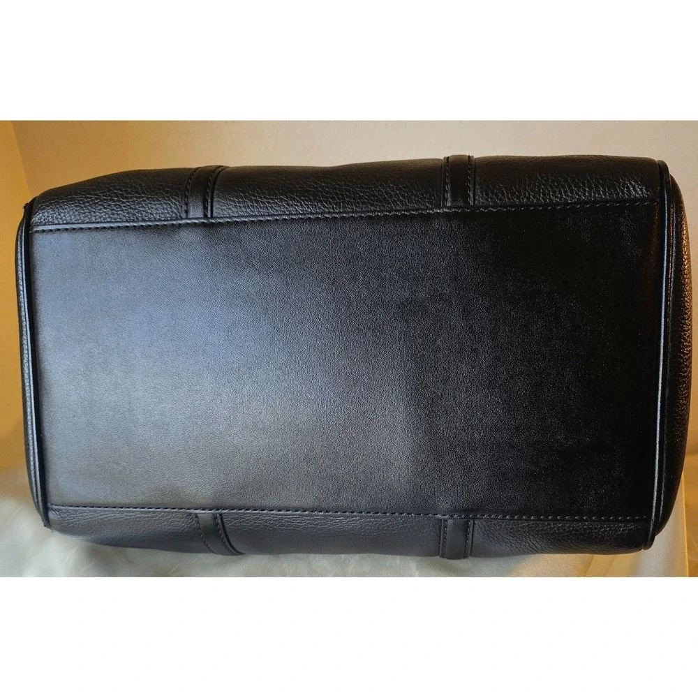 Michael Kors Medium Bedford Black/Gold Pebbled‎ Leather Duffle Satchel Crossbody
