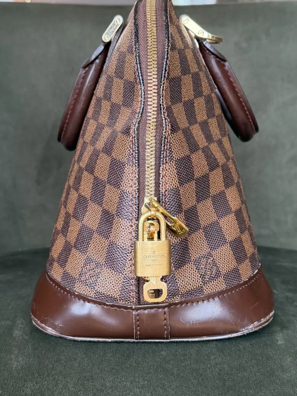 Louis Vuitton Brown Damier Alma Handbag - Padlock & Dustbag