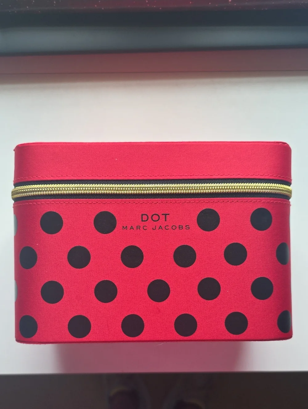 Marc Jacobs Red Cosmetic Case with Black Polka Dots