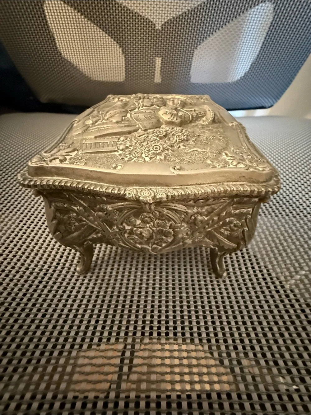 Silver Decorative Metal Trinket Box - Silver Color