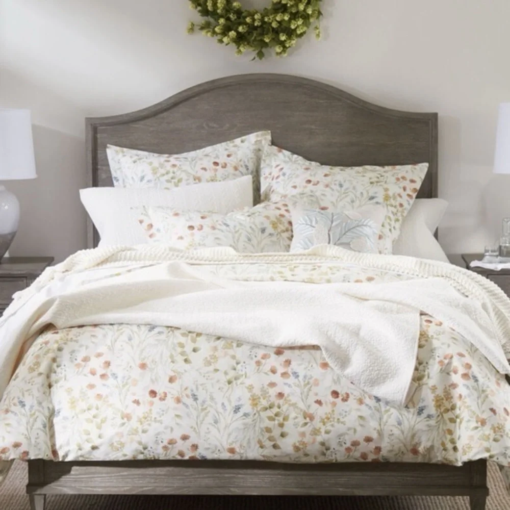 NEW Ethan Allen Country Floral Print Queen Duvet Cover & 2 Standard Shams Set‎