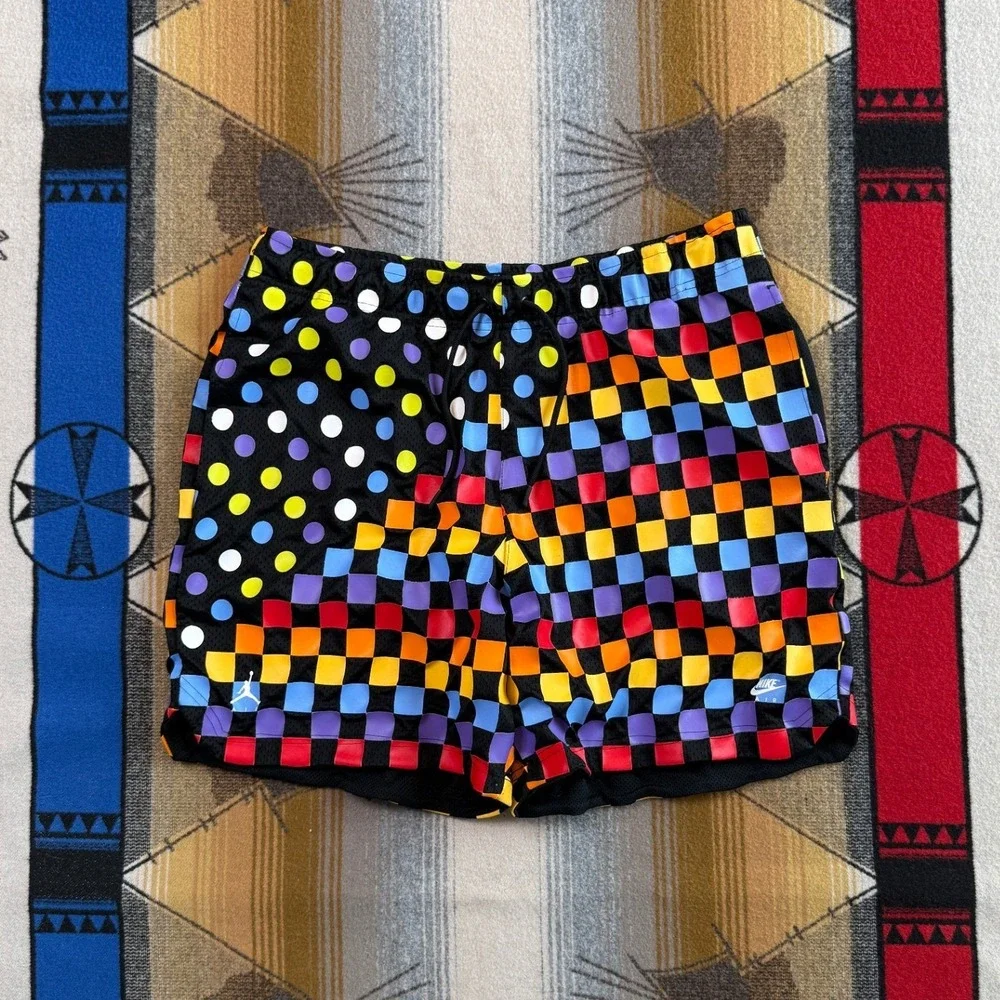 Air Jordan Nike Diamond Mesh Basketball Shorts Mens Multicolor Checkered