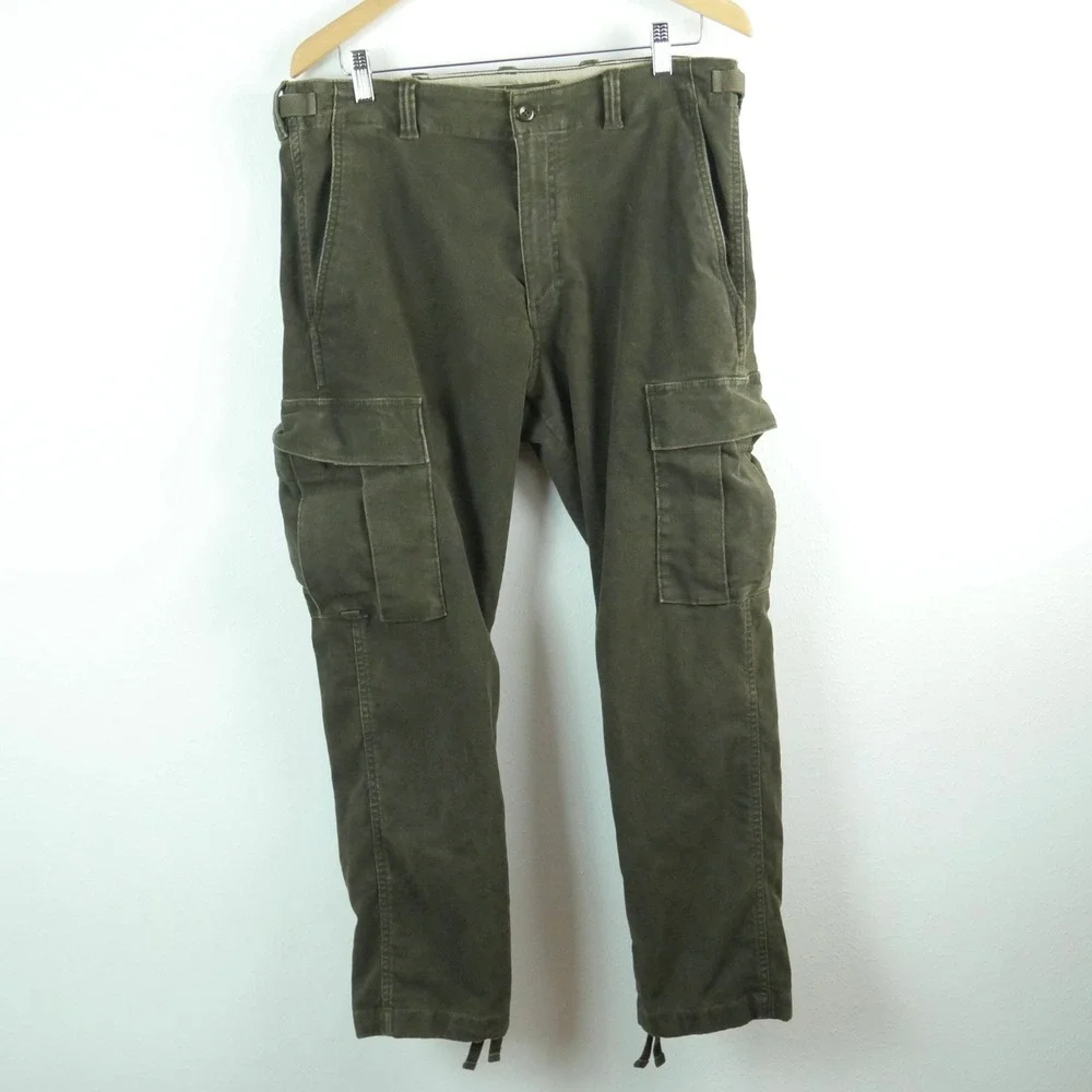 Banana Republic Traveler Moleskin Cargo Pant Olive Green 34S Paratrooper Utility