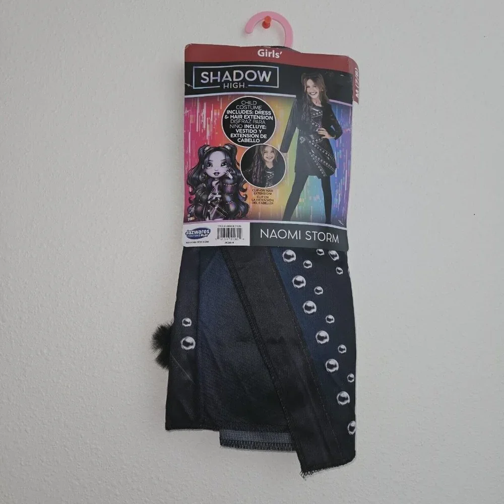 NWT Shadow High Naomi Storm Halloween Costume Girls MED 7/8 Dress Hair Extension