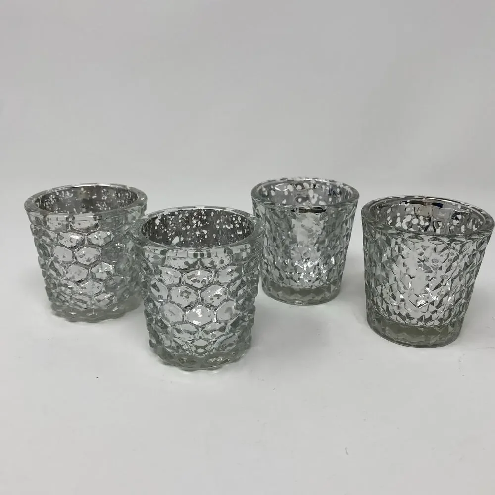 Mercury glass tea light holders Set of 4 candle holders