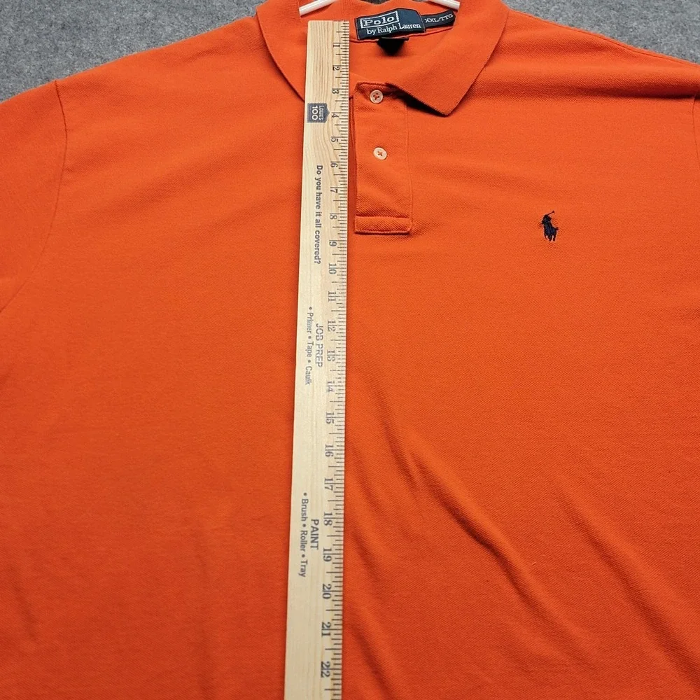 Ralph Lauren Y2K Vintage Orange Blue Pony Cotton Golf Polo Shirt Men's XXL/TTG