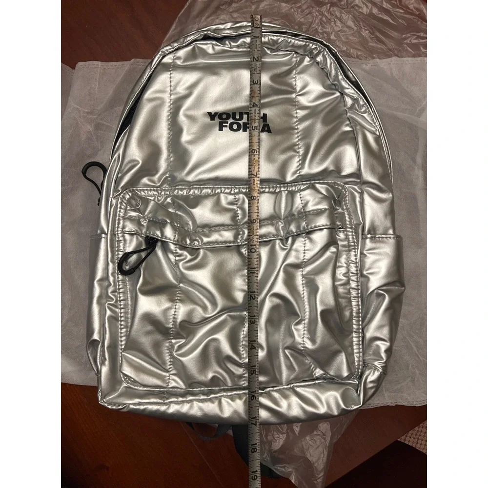 Youthforia‎ backpack book bag k-beauty swag silver metallic New NWT