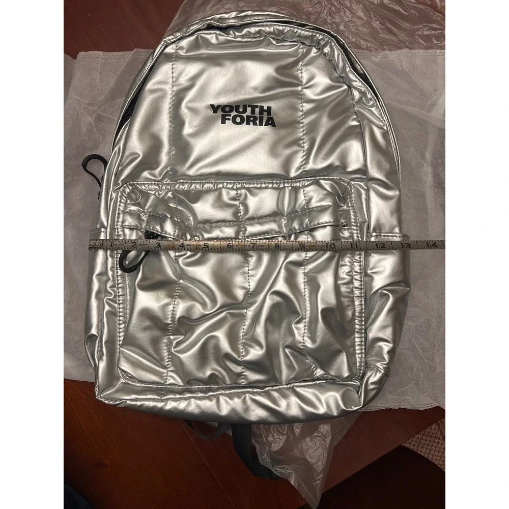 Youthforia‎ backpack book bag k-beauty swag silver metallic New NWT