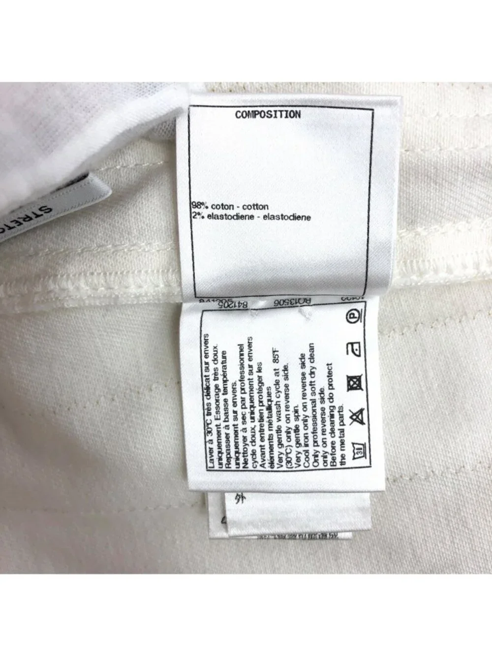 Chanel White Vertical-Stripe Cotton Denim Jeans