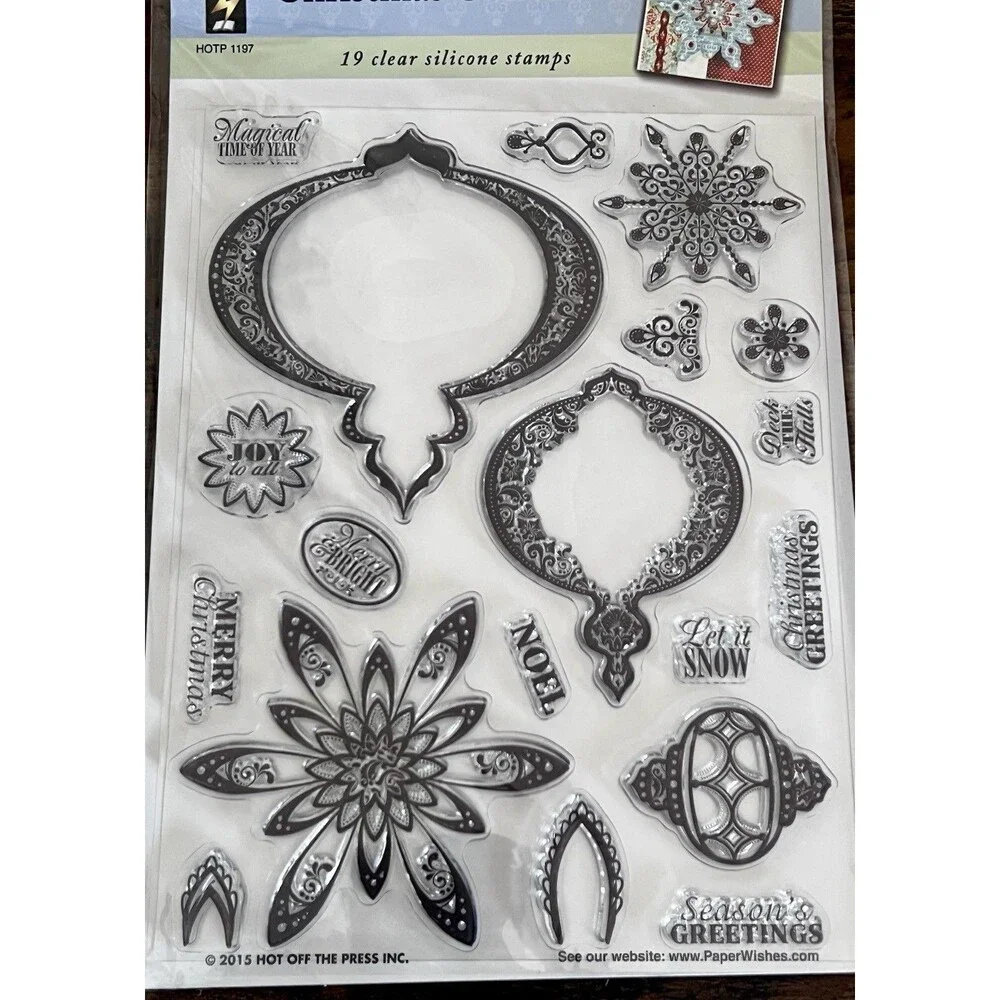 Christmas Collection Silicone Stamp Set NEW Hot Off The Press 1197 Ornaments Etc