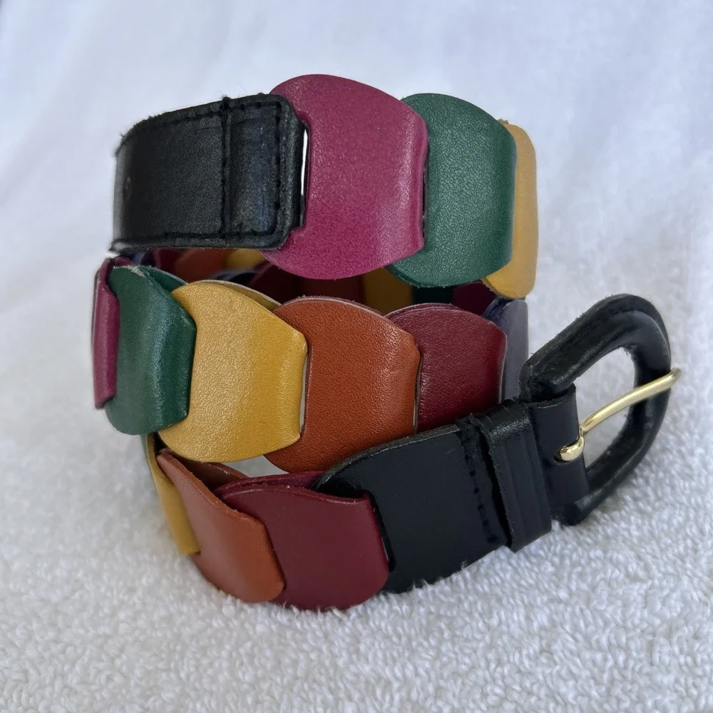 Leather Belt Rainbow Colored Size Large 32 Accent‎ Statement