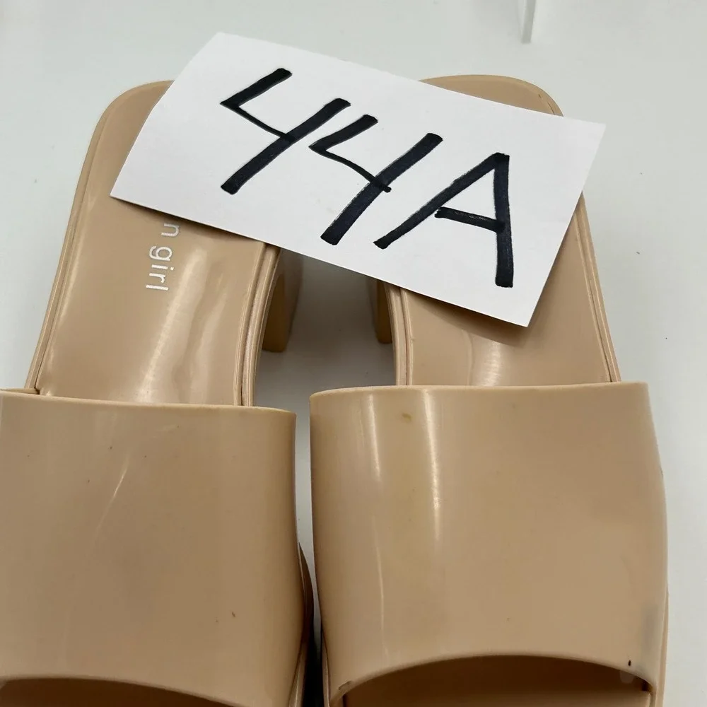 Madden Girl Palacee Sandals Womens 7 Nude Jelly‎ Platform Block Heel Y2K Retro