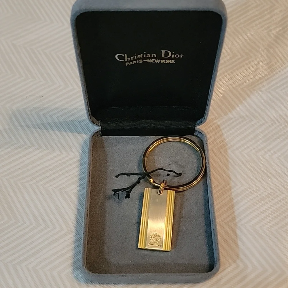 Vintage Christian Dior Gold & Silver Tone Metal Keychain Bag Purse Charm