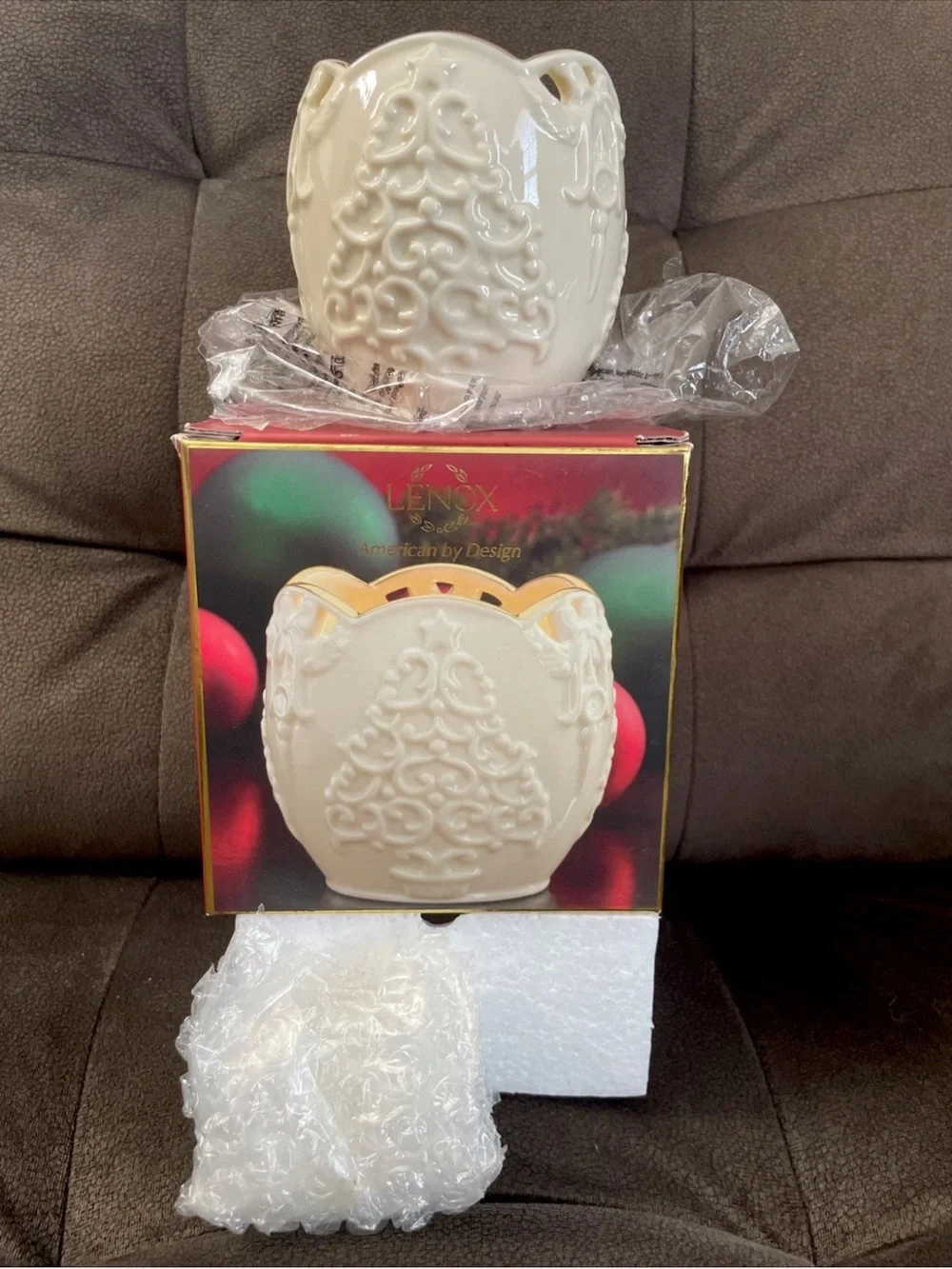 Lenox MERRY LIGHTS Tree Votive Candle Holder + Tea Light Candle Christmas - NOB!