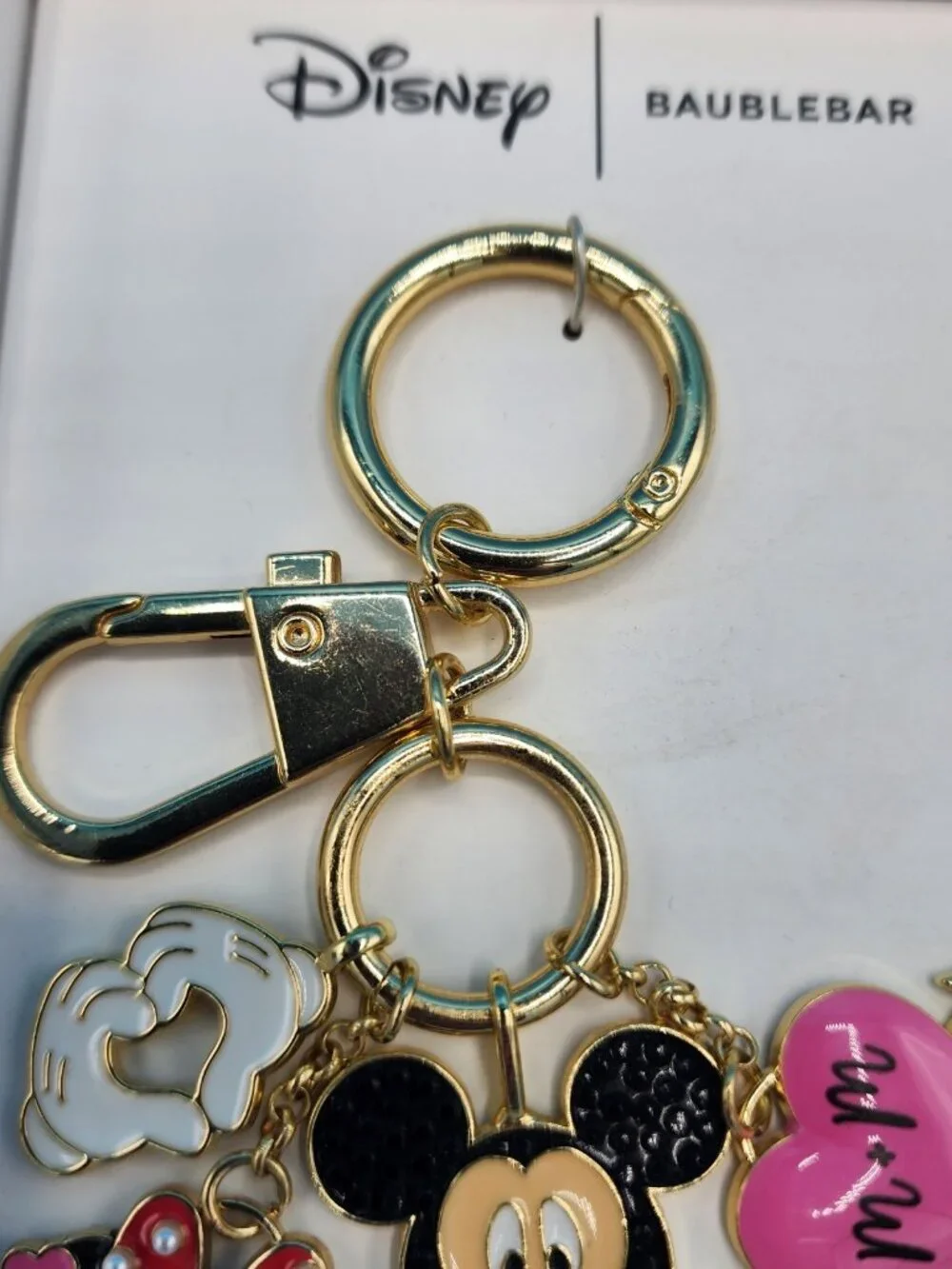 Disney Baublebar Mickey Mouse Minnie Mouse Heart Hands Love Keychain Charm NEW