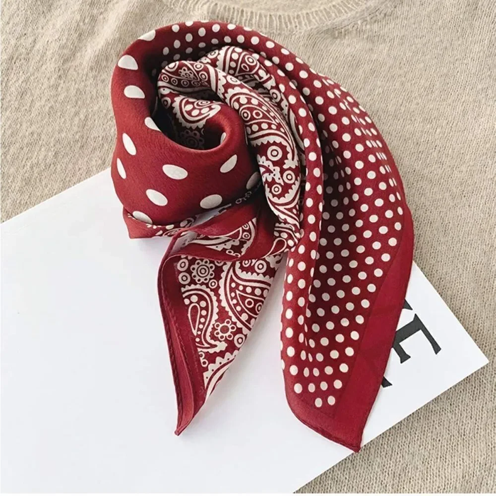 Red Dot and Paisley Mulberry Silk Neck Scarf