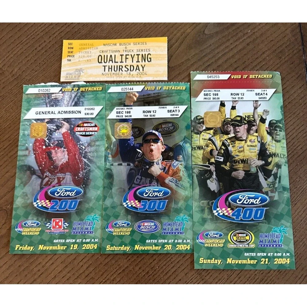 2004 NASCAR‎ Busch Series Ford 200 300 400 Craftsman Truck Series Ticket Stubs