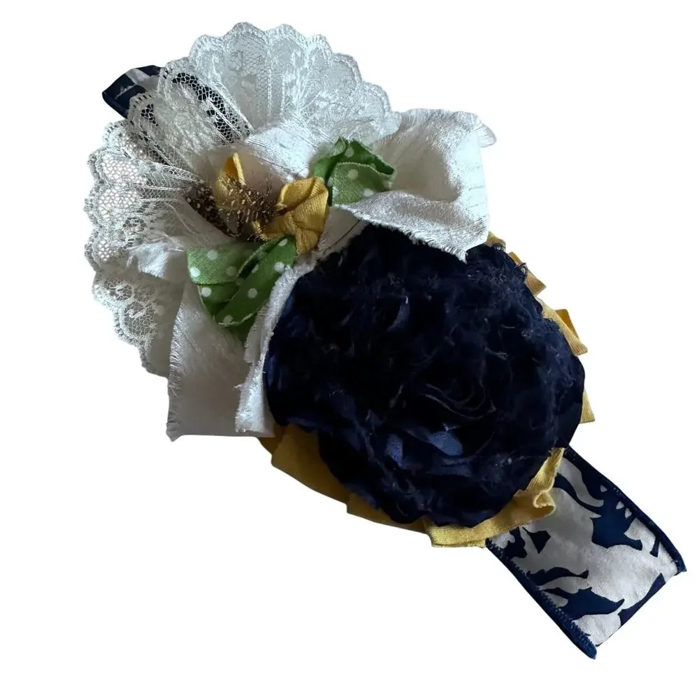 Girls Yellow and Blue Flower Headwrap