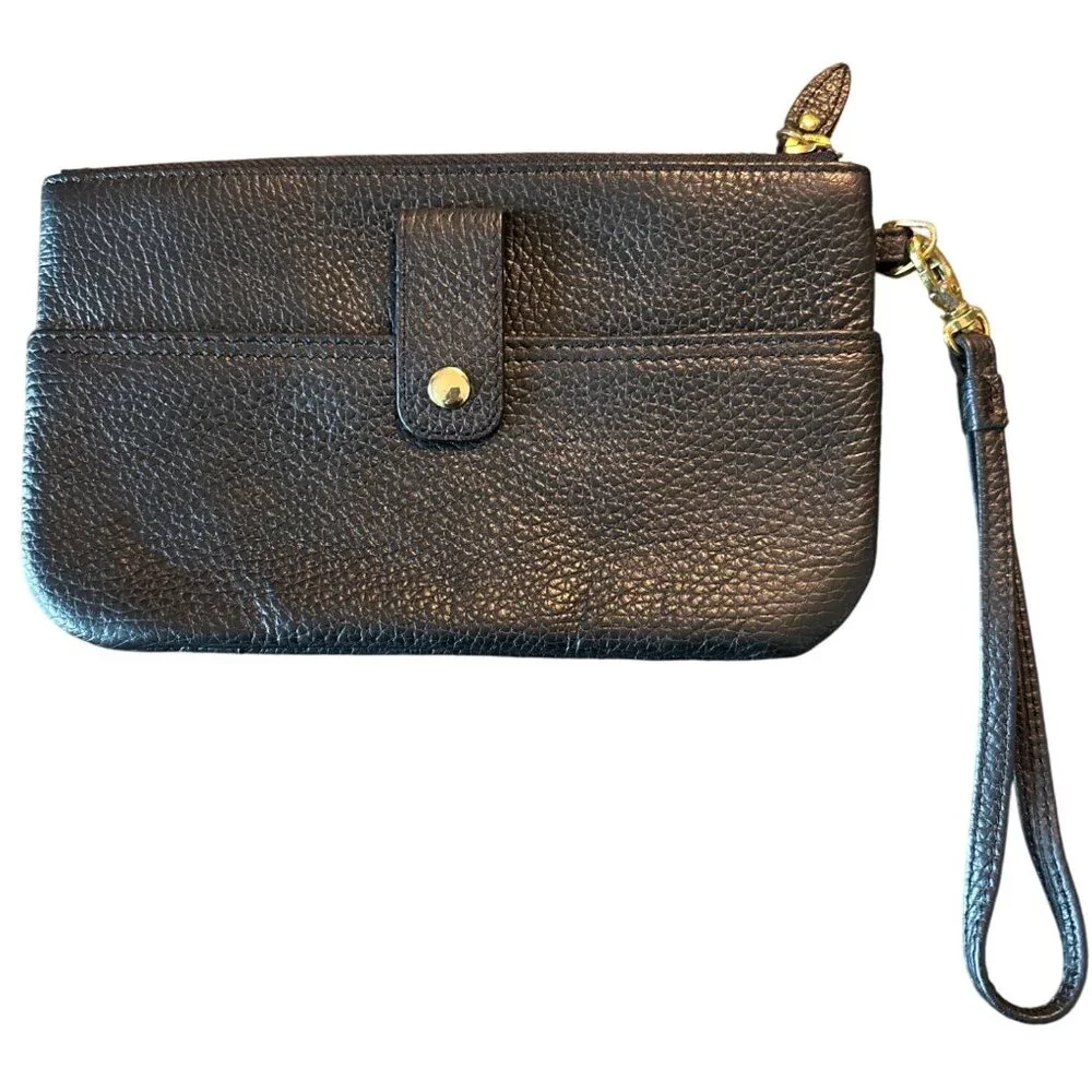 Lodis Wristlet Black Pebbled Leather 5