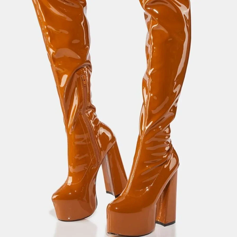 Lemon Drop by Privileged TO THE SKY Thigh High Platform Boots ( BRAND NEW !!!! )
