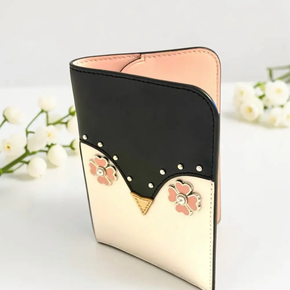NEW KATE SPADE Frosty Penguin Wallet Passport Holder Case Leather NWOT 3900 /23