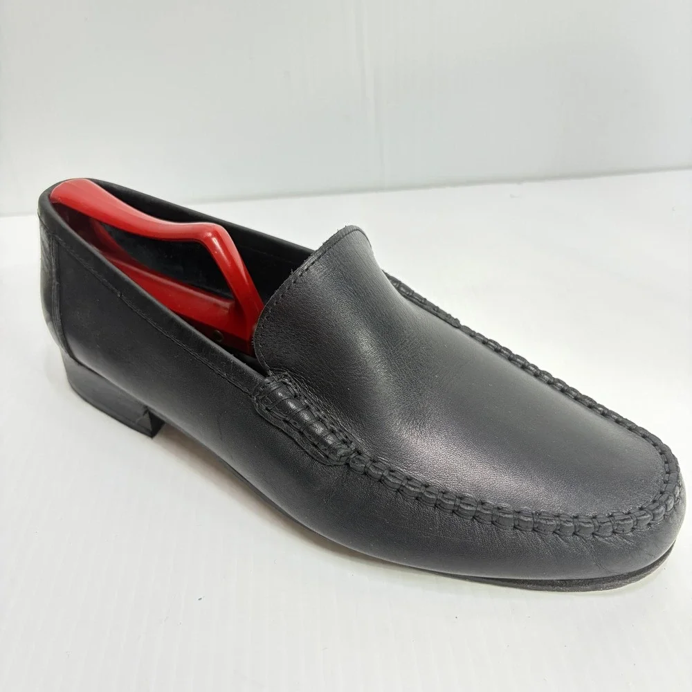 Cappelletti Mens Black Leather Whipstitch Loafers Slip On Shoes 43 US 10 Italy‎
