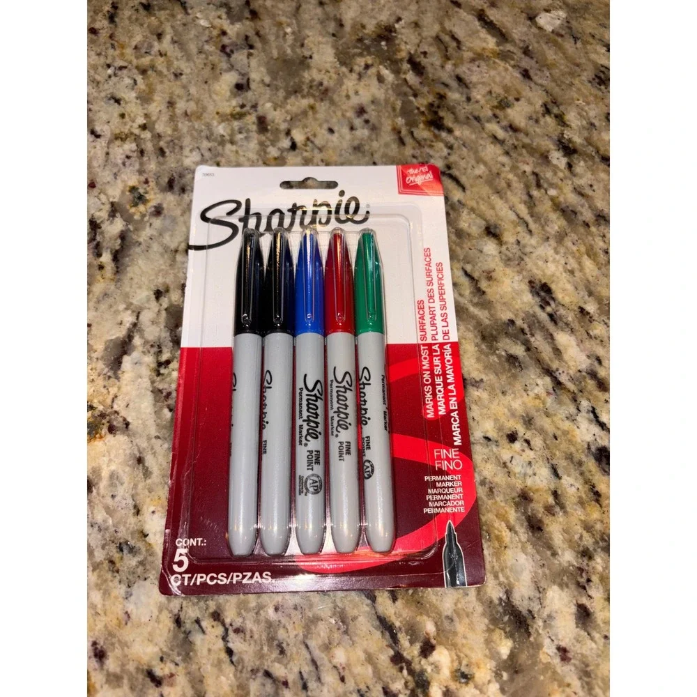Sharpie Fine Point Permanent Markers Assorted Colors 5 Count Pack‎ 30653 NEW