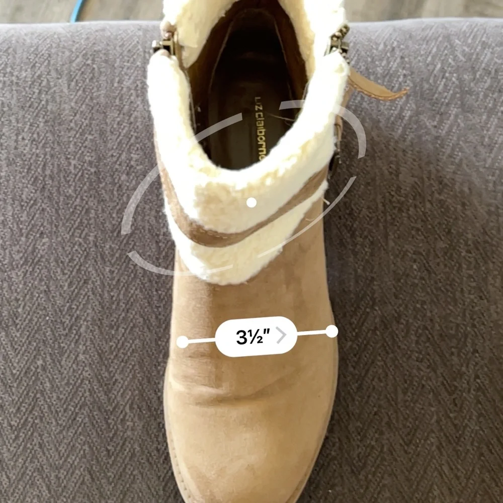 Liz Claiborne Ankle‎ Boots Faux Fur Side Zip 10M