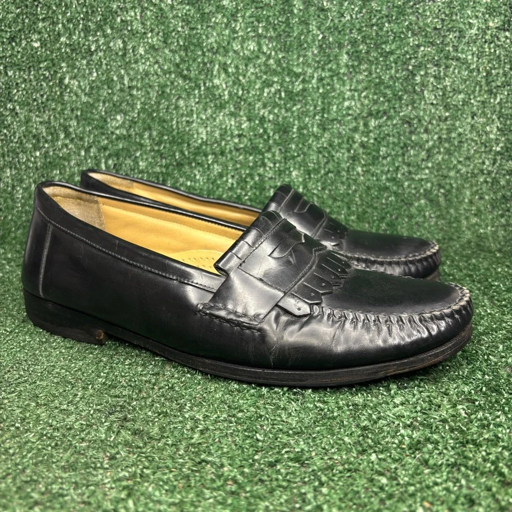 G.H. Bass Weejuns Kiltie Leather Classic Loafers Black Mens Shoes‎ Size 10.5 D
