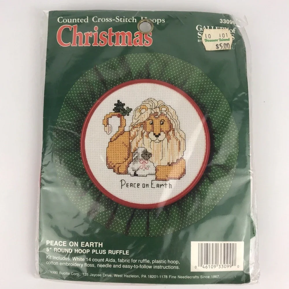 Gallery of Stitches Bucilla Counted Cross-Stitch Hoop Christmas Peace on Earth