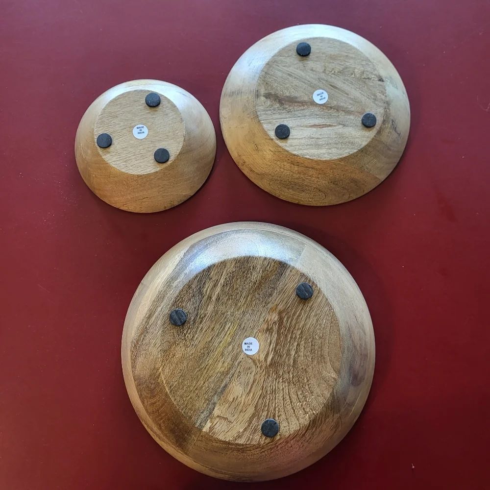 3 Kitchen Bowl Set Wooden Rainbow Pride Pattern Spotisan Multicolor New India