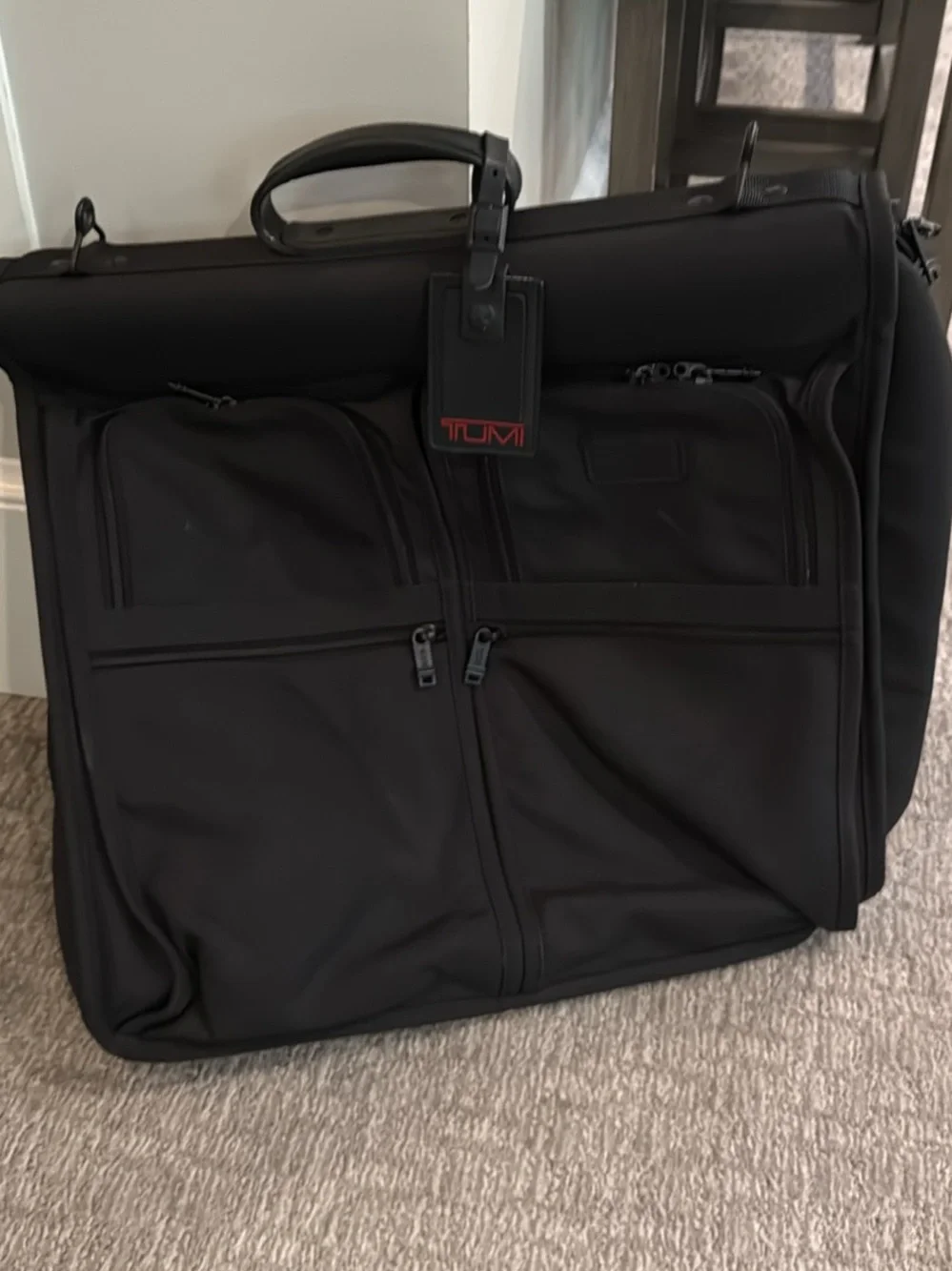 Tumi Black Foldable Garment Bag with Front Pockets