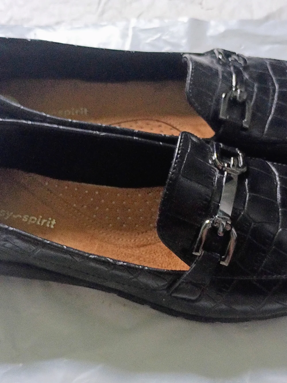 Esprit Women’s Black Croc-Embossed Loafers - Size 8