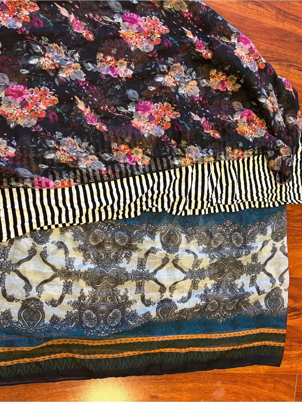 Floral & Paisley Lightweight Women's Infinity Scarf Wrap - Black/Multi