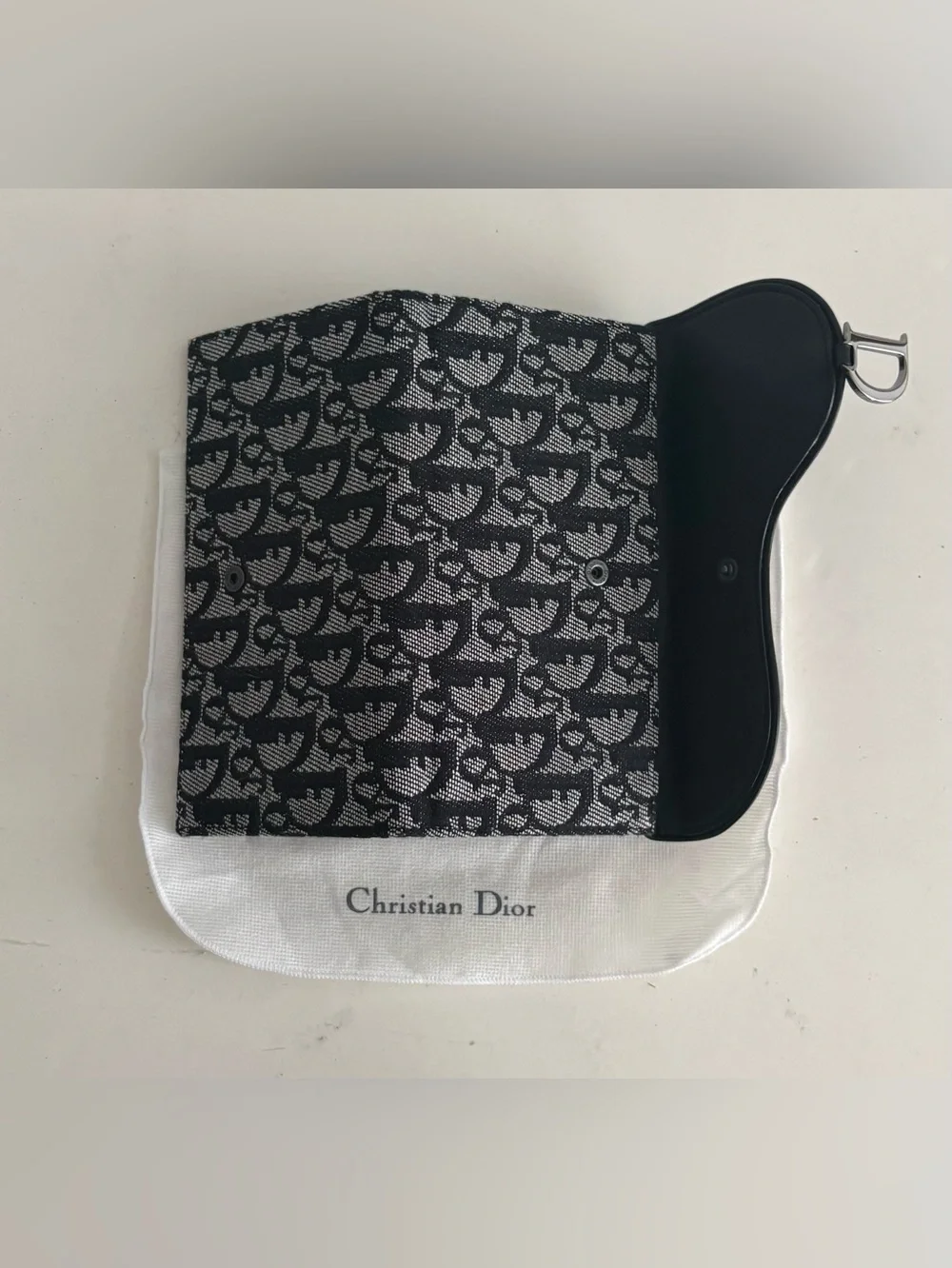 Authentic Vintage Christian Dior Oblique Saddle Flap Long Trifold Wallet