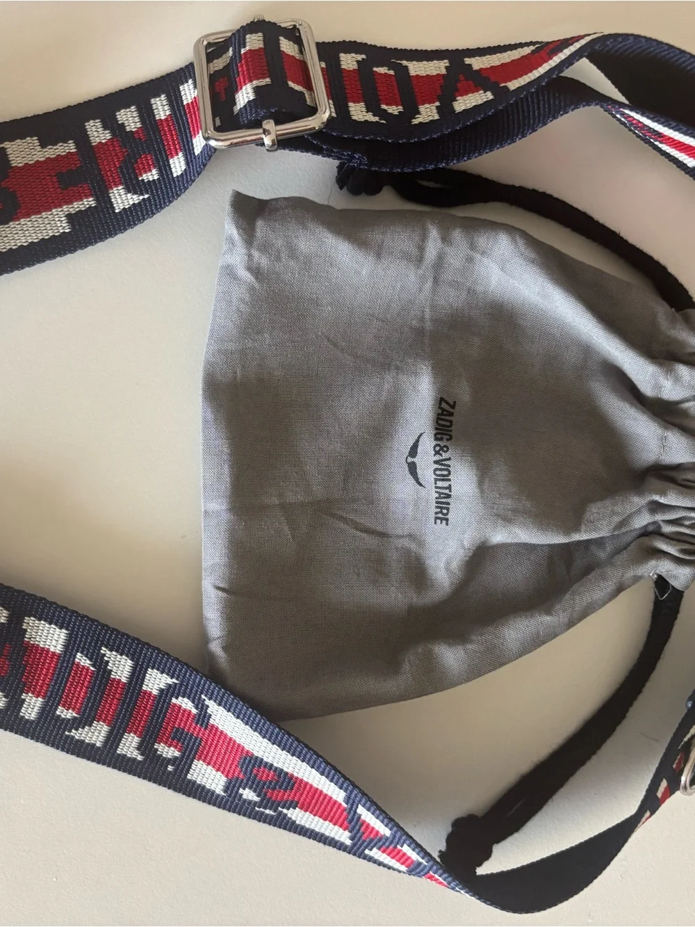 Zadig & Voltaire Navy, Red and White Logo Webbing Strap