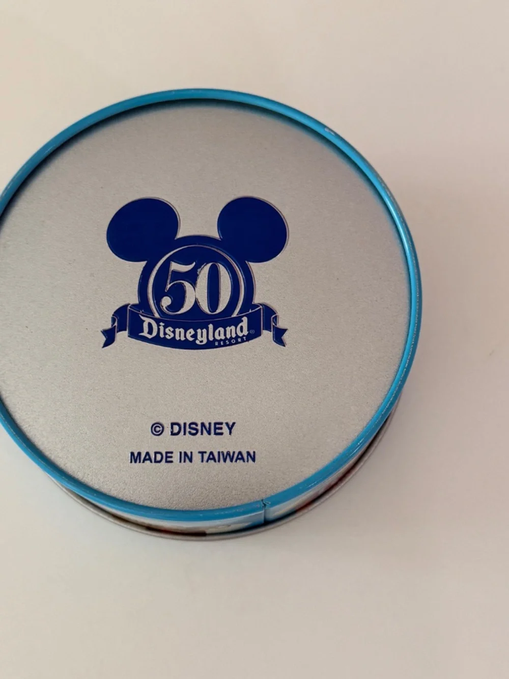 Rare! Vintage Disneyland 50th Anniversary Round Notepaper Tin - Loose Paper
