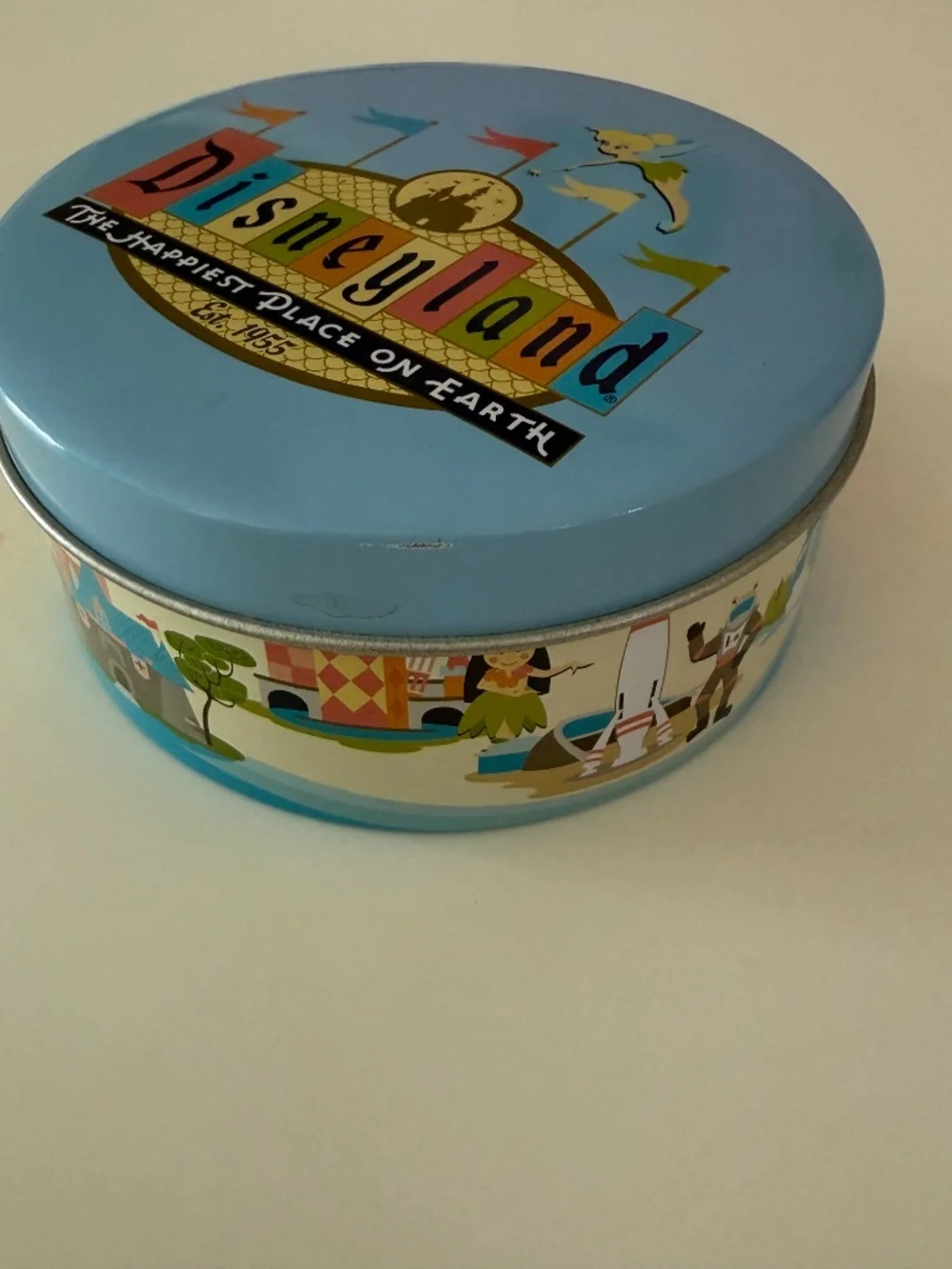Rare! Vintage Disneyland 50th Anniversary Round Notepaper Tin - Loose Paper