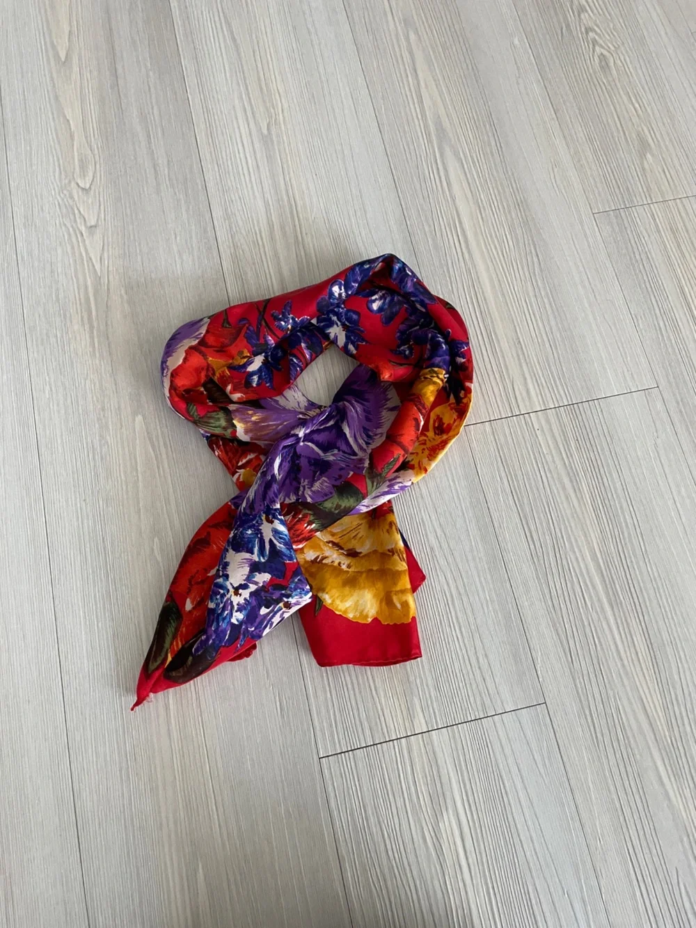 Vibrant Red Floral Silk Scarf - Women Accessories
