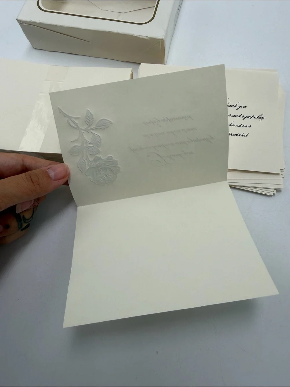 Vintage Sympathy Thank You Cards Gold Foil Rose Floral Envelopes Lot of 24